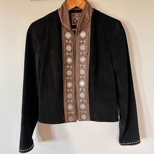 Double D Ranch Leather Concho Studded Blazer Jacket
